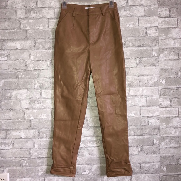 Tiger Mist Tan Faux Leather River Pant XS - Picture 4 of 6